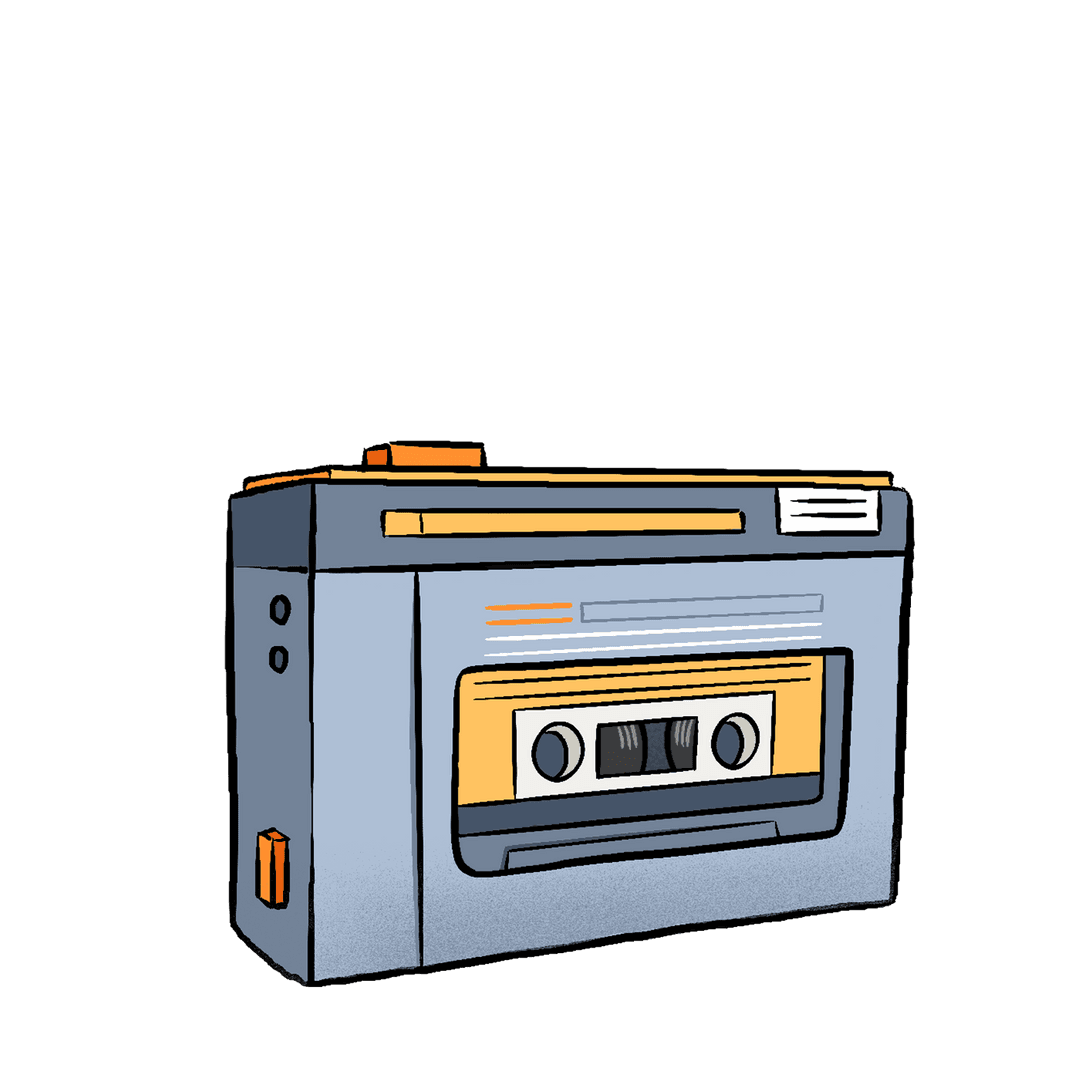 Transparent Background Retro Cassette Player Illustration