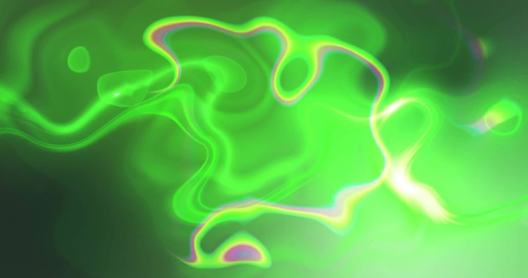 Vibrant Green Light Trails with Motion Blur on Dark Background