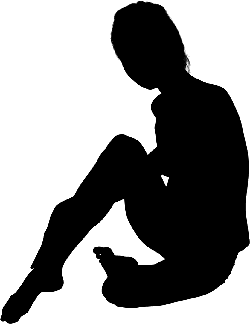 Silhouette of Athlete Woman Exercising on Transparent Background