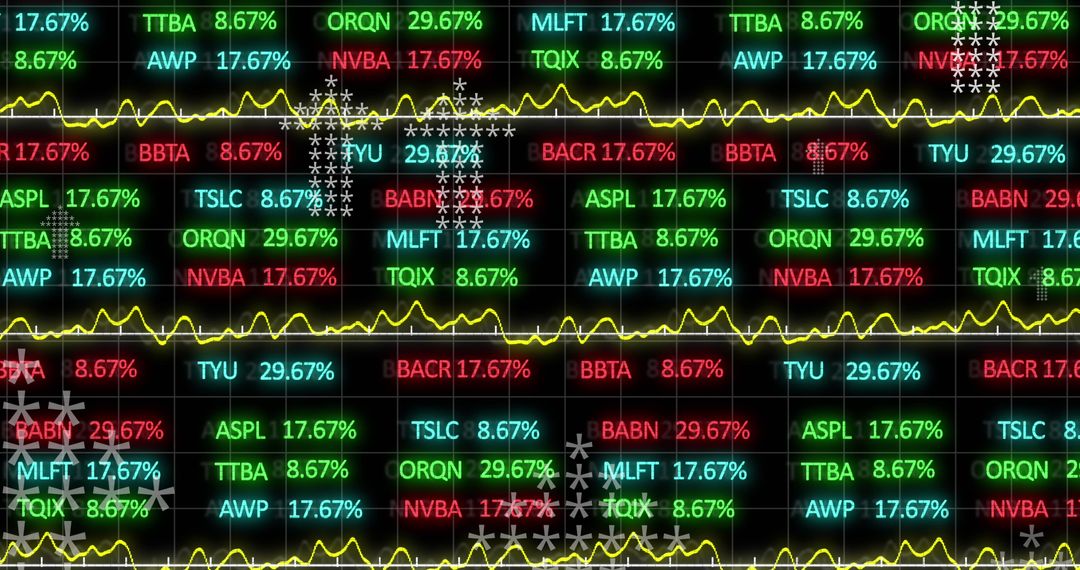 Dynamic Financial Data and Growth Arrows in Stock Market Display
