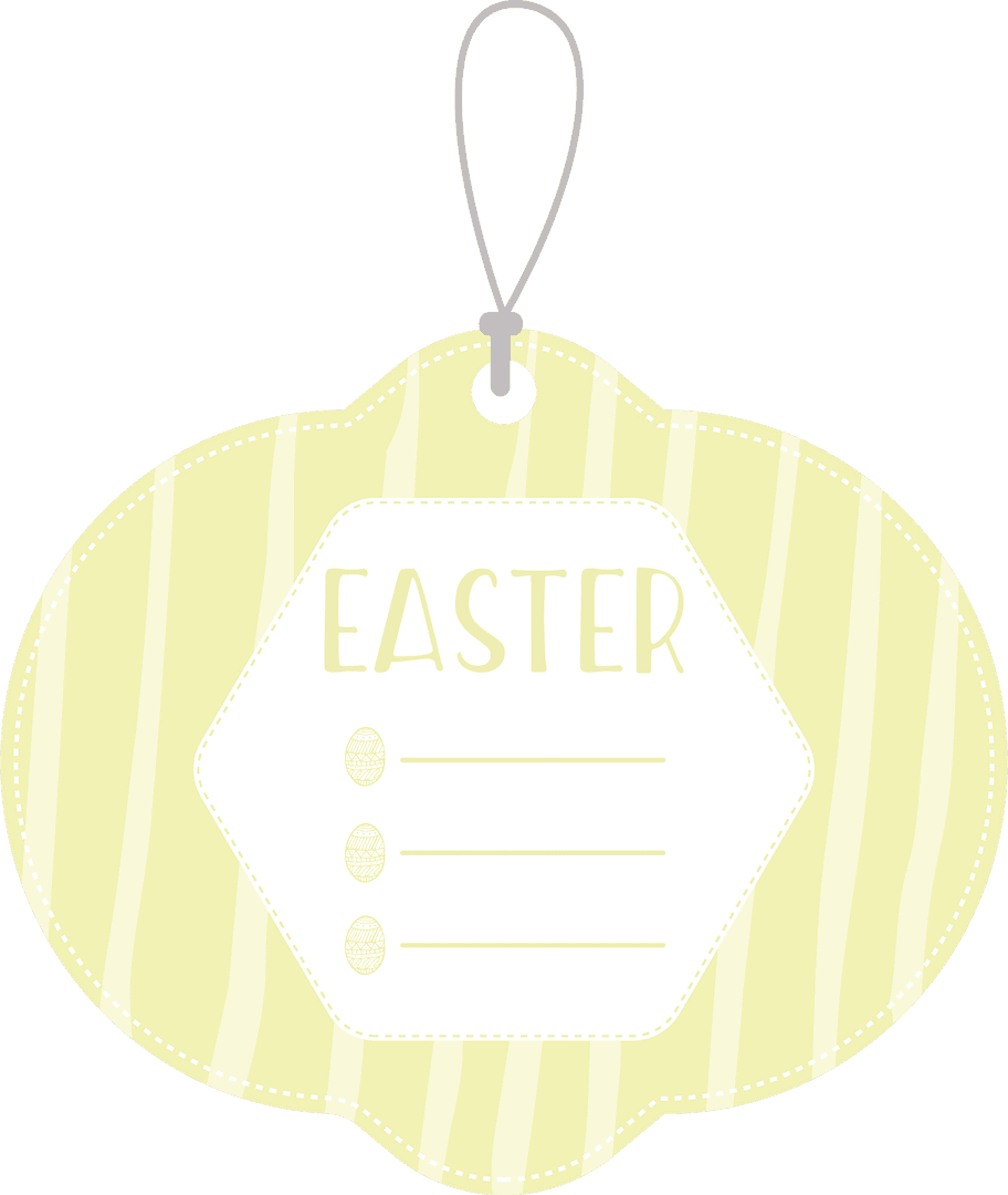 Easter Gift Tag with Line Art on Transparent Background