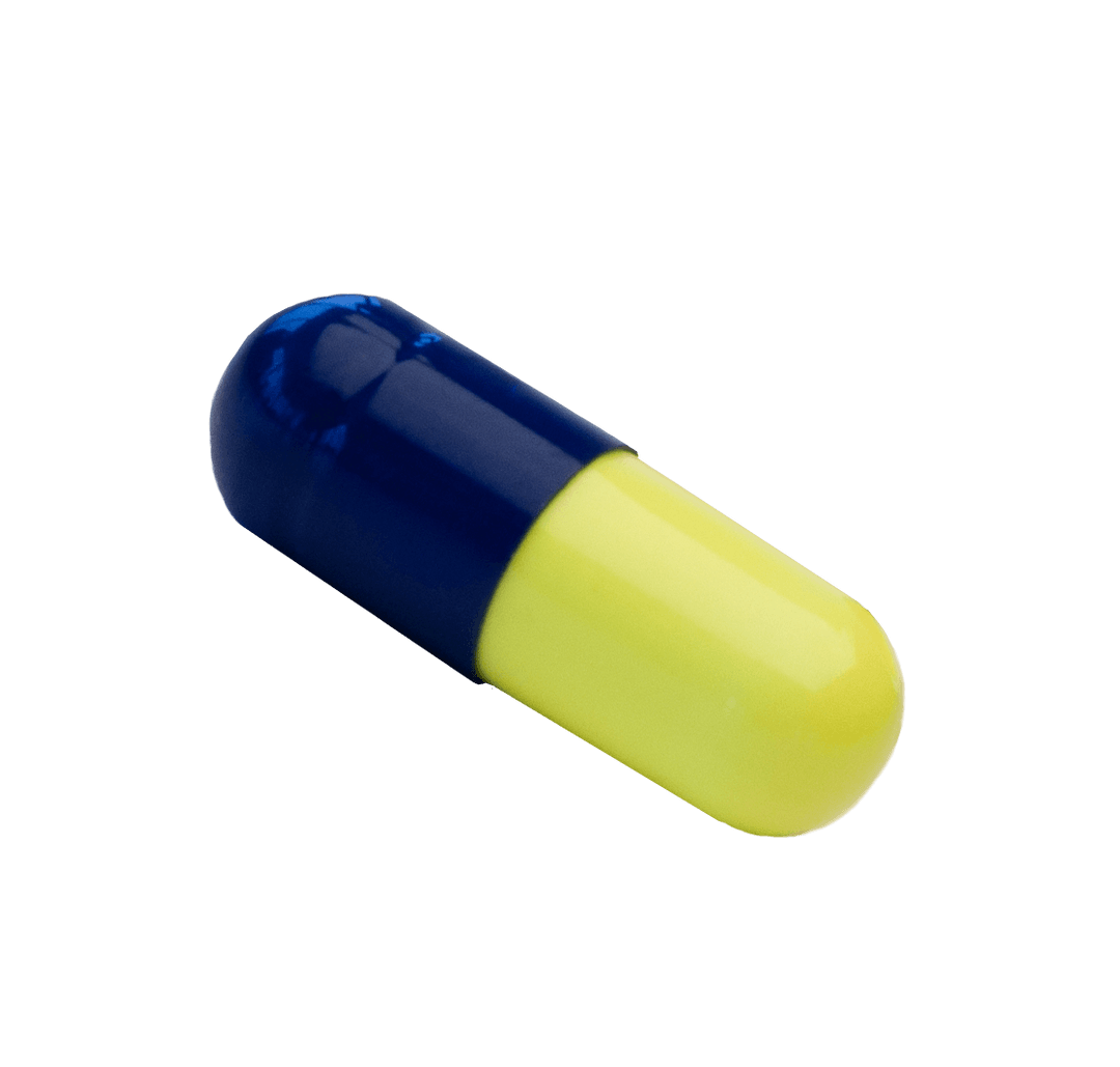 Colorful Blue and Yellow Capsule on Transparent Background