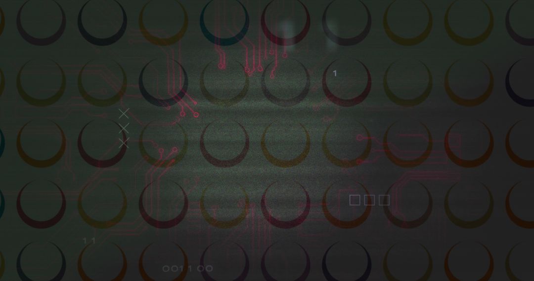 Futuristic Cyberpunk Glitch with Semicircular Patterns