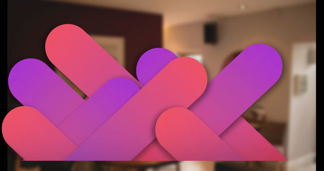 Abstract Gradient Shapes in Cozy Living Room Interior