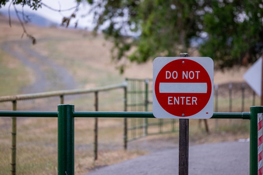 Rural Pathway with Do Not Enter Sign Warning Visitors