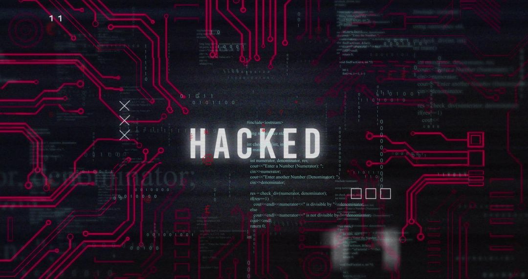 Hacked Digital Network Interface Highlighting Cybersecurity Threat