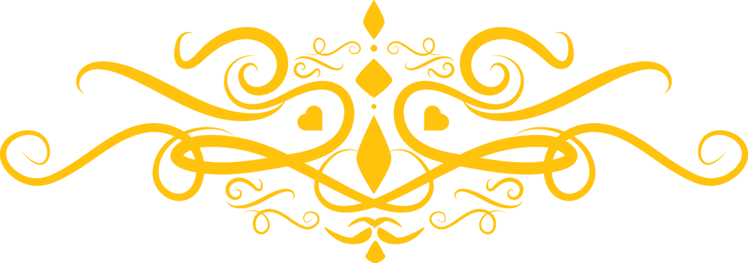 Elegant Yellow Ornamental Baroque Pattern on Transparent Background