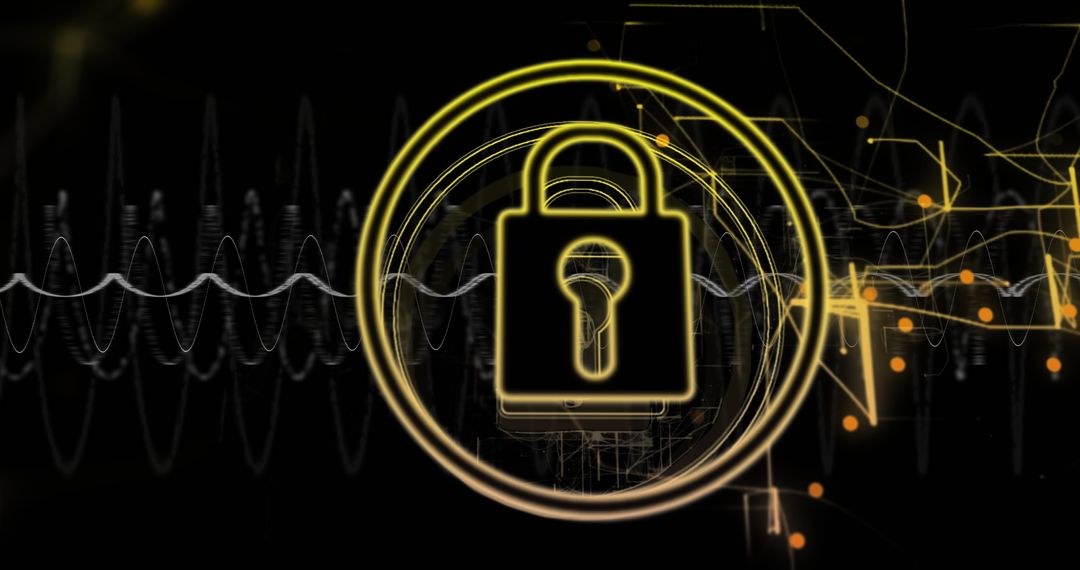 Digital Security Concept with Lock and Abstract Data Connections