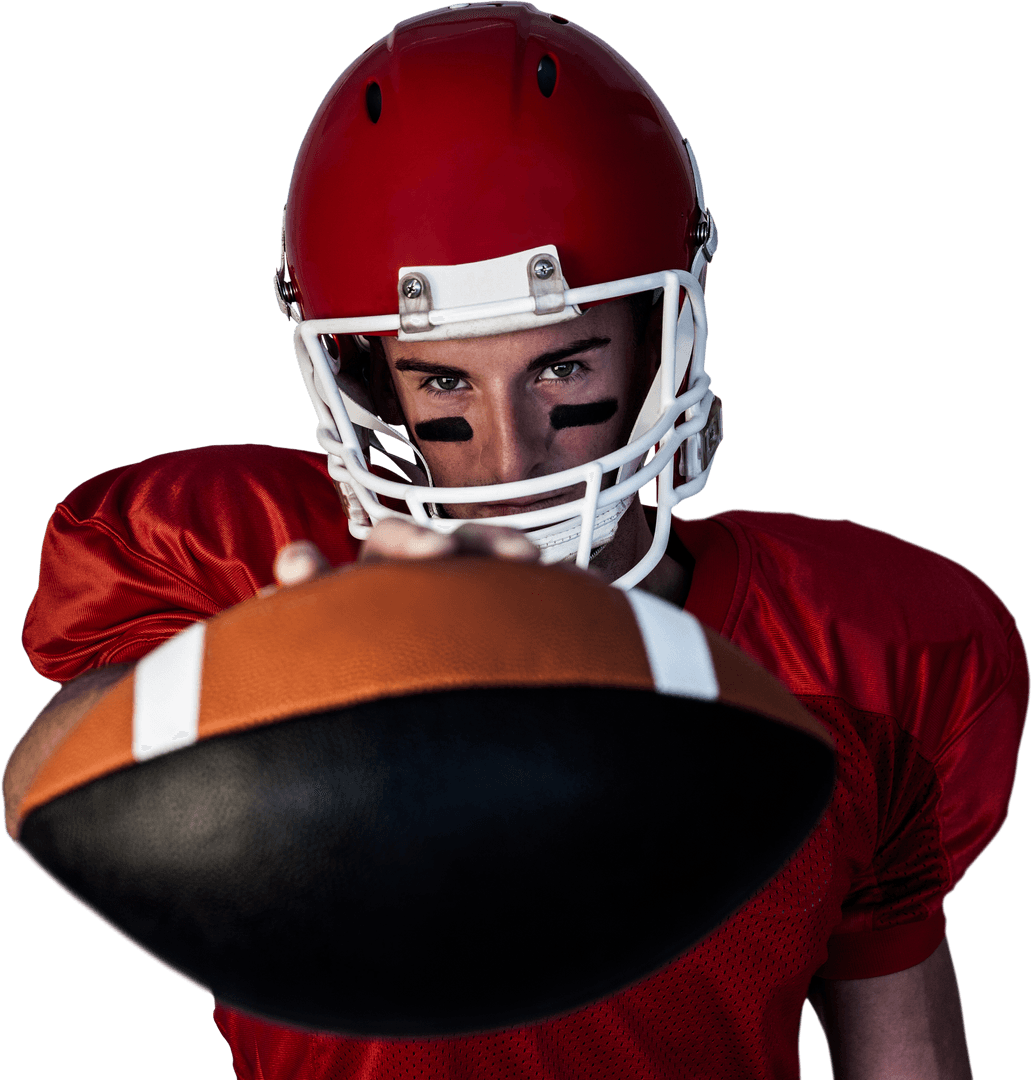 Transparent Focused Rugby Player Holding Ball Intently