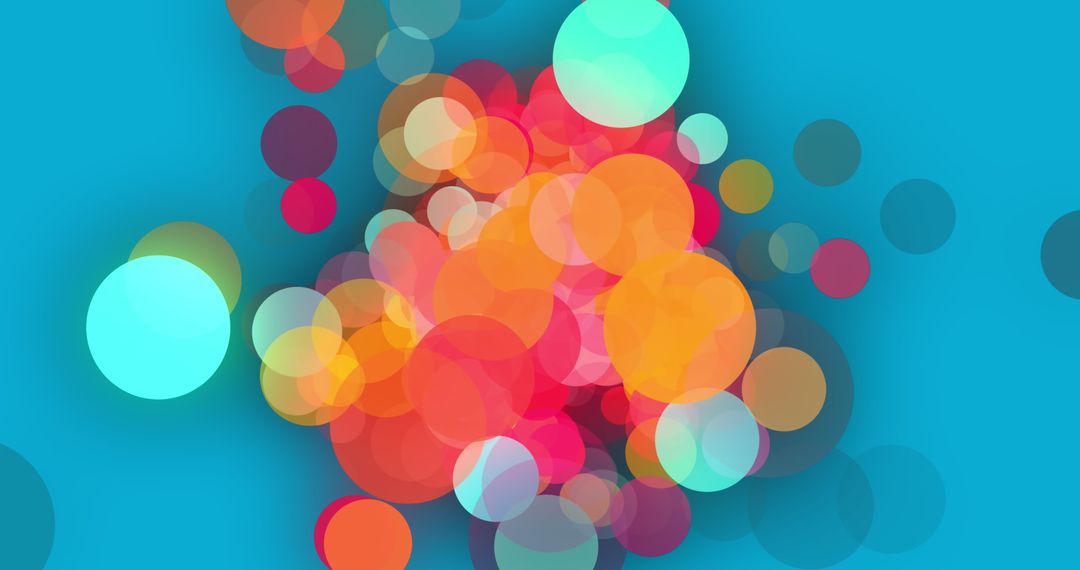 Colorful Neon Circles on Bright Blue Background