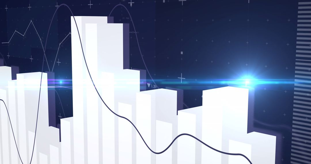 Digital Illustration of Financial Graphs on Black Background