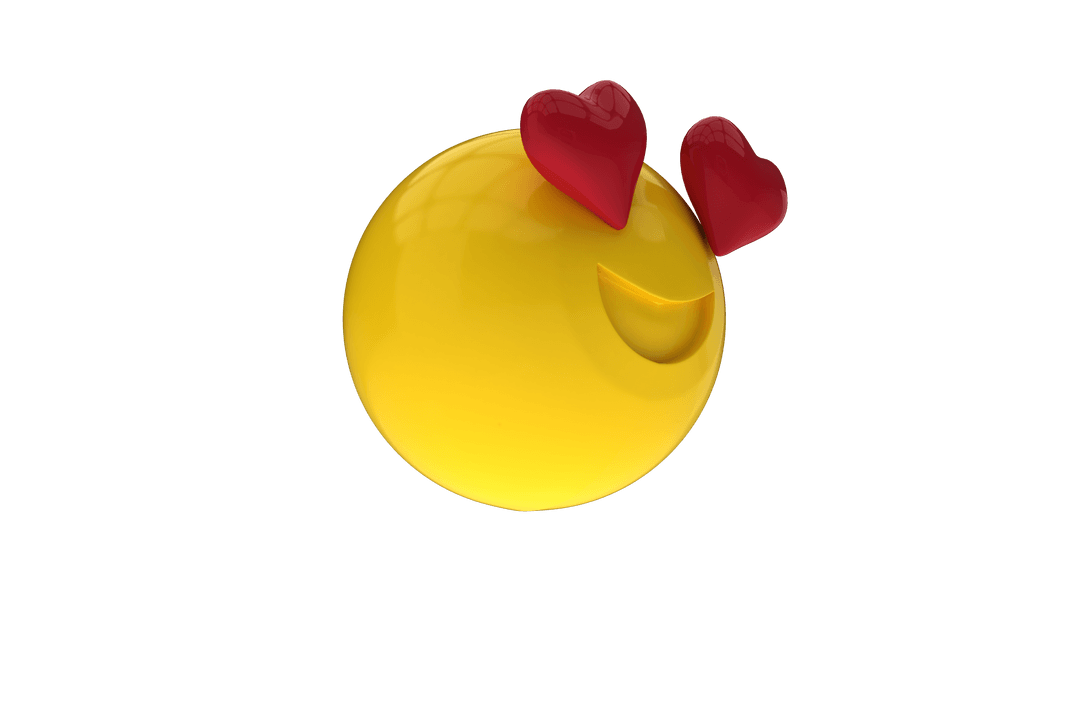 3D Love Emojis in Transparent Background Smiling