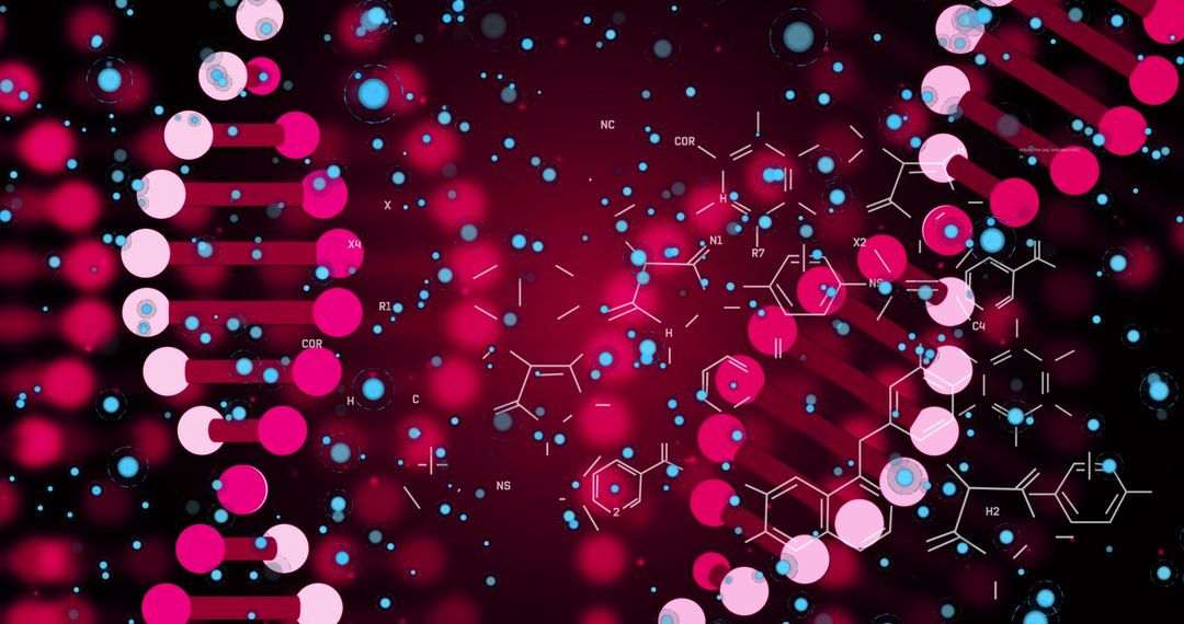 Abstract DNA Helix and Molecule Structure on Digital Interface