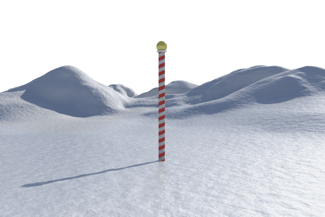 Transparent Winter Mountain Landscape with Snow and Light Pole