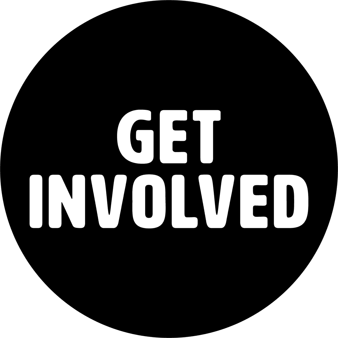 Black Circle Get Involved Graphic on Transparent Background