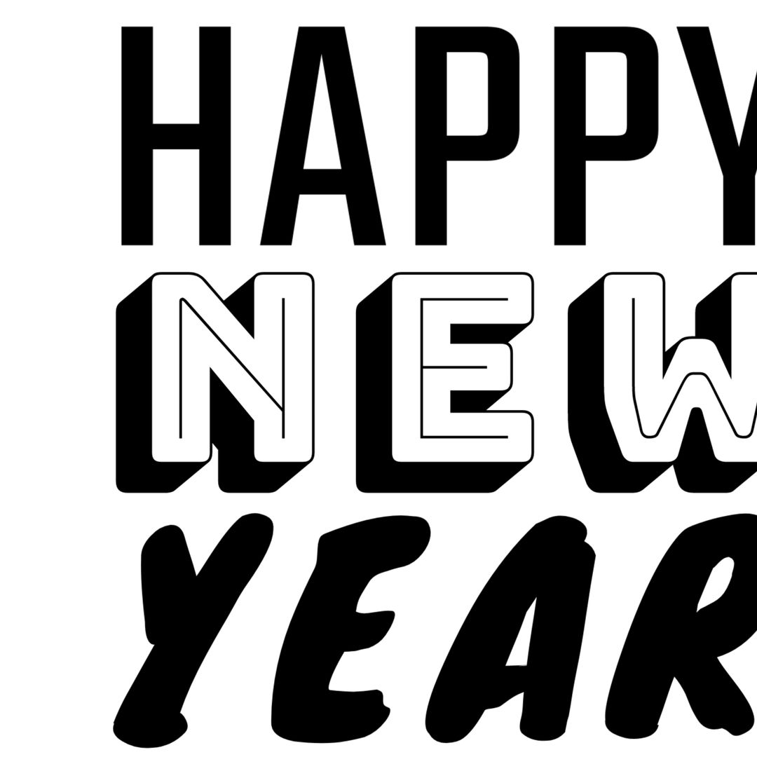 Bold Black and White New Year Typography Celebration