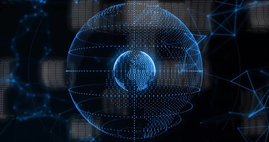 Futuristic Digital Globe with Connectivity Nodes and Wireframe Sphere