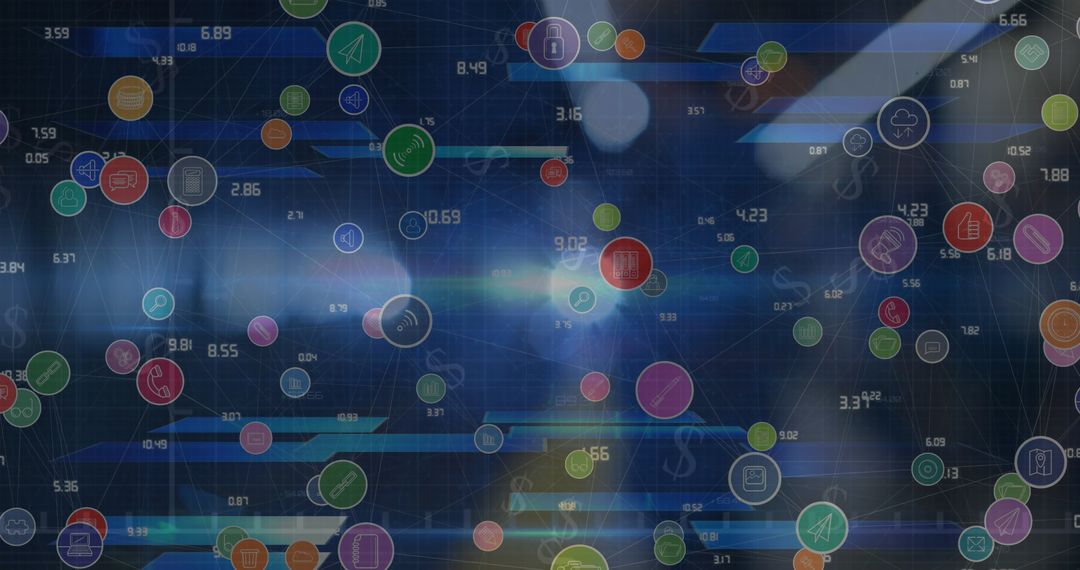 Abstract Digital Data Processing Interface on Blue Background