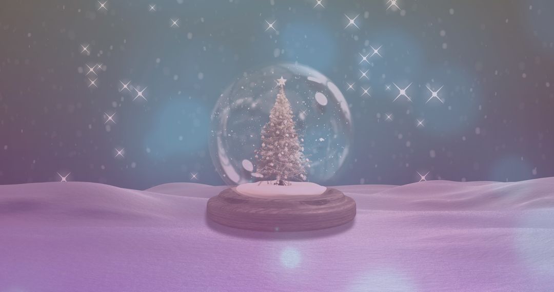 Magical Winter Snow Globe with Falling Stars - Free Images, Stock Photos and Pictures on Pikwizard.com