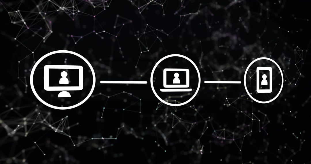 Abstract Connections and Network Icons on Dark Background