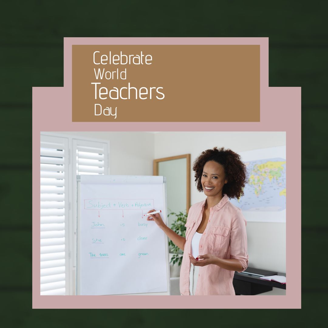 Celebrating World Teachers Day with Smiling African American Teacher
