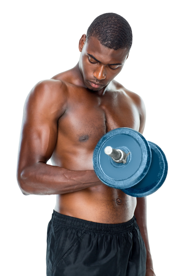 Shirtless Athlete Lifting Dumbbell Isolated on Transparent Background - Download Free Stock Images Pikwizard.com