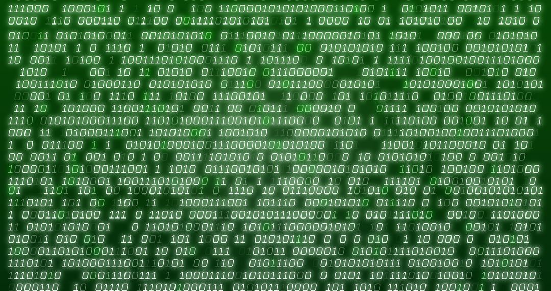 Seamless binary code pattern on green background