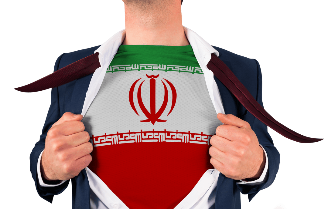 Businessman Reveals Iranian Flag Under Suit for Transparent Iran Support