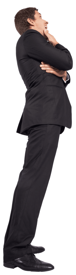Happy Businessman Standing Side Profile Transparent PNG