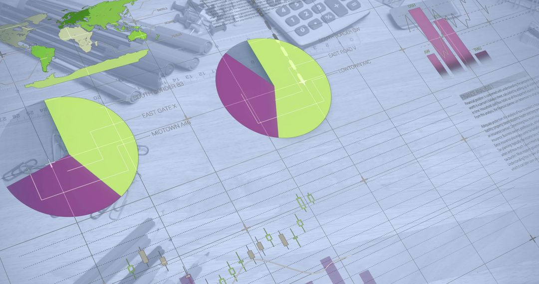 Data Analysis Concept with Pie Charts on Office Desk