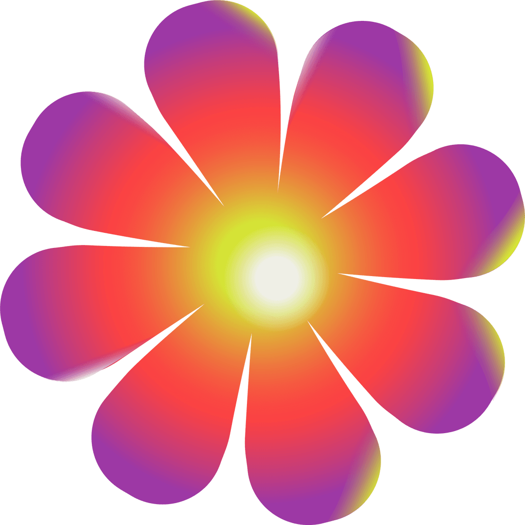 Vibrant Radial Flower with Gradient Colors on Transparent Background