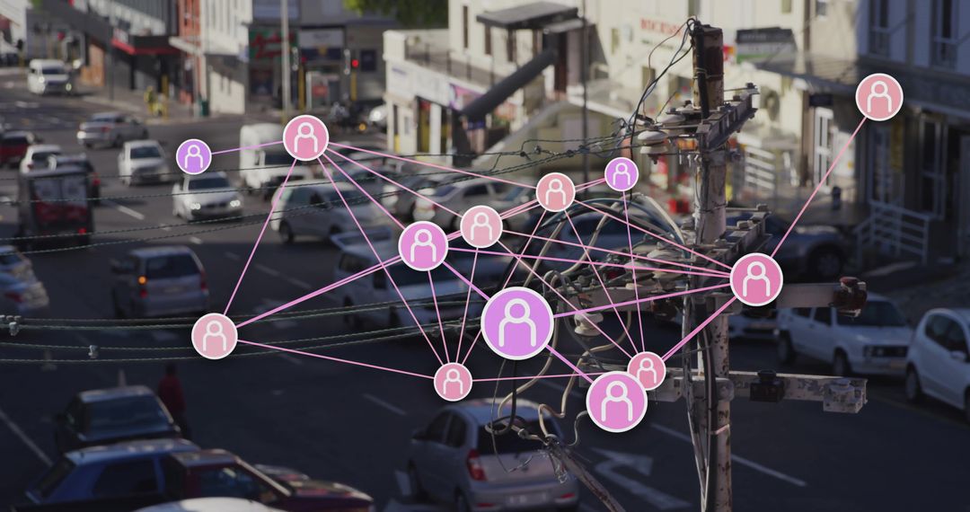 Digital Connectivity Network Overlay on Urban Street Intersection