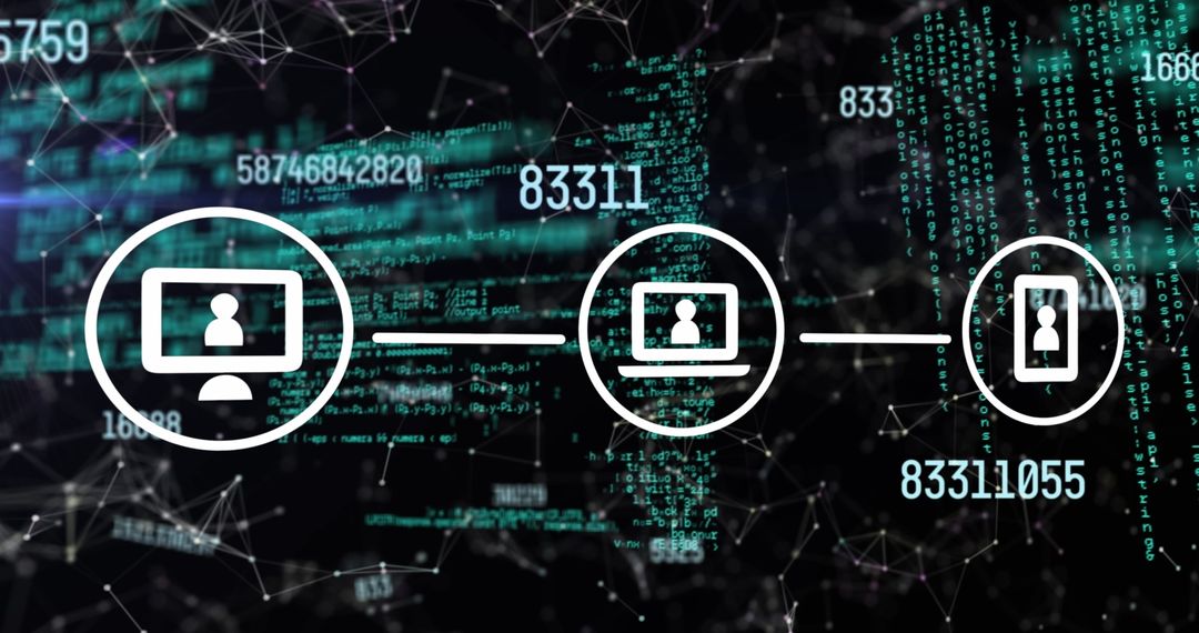 Data Processing Over Network with Technology Icons