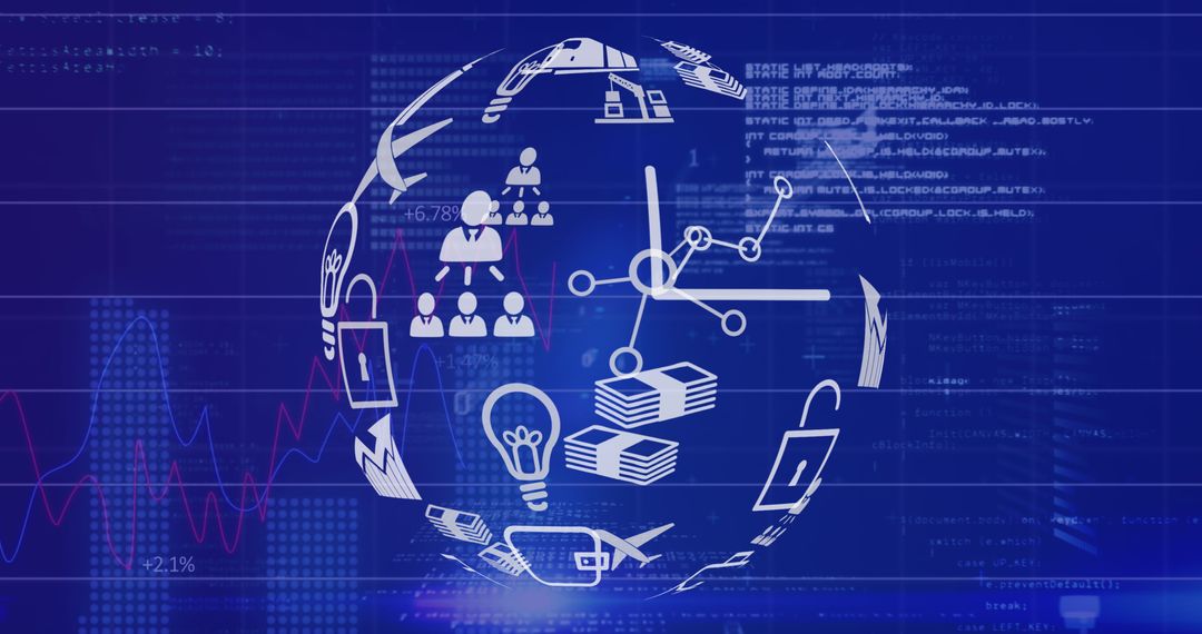 Digital Globe of Technology Icons Over Data Interface