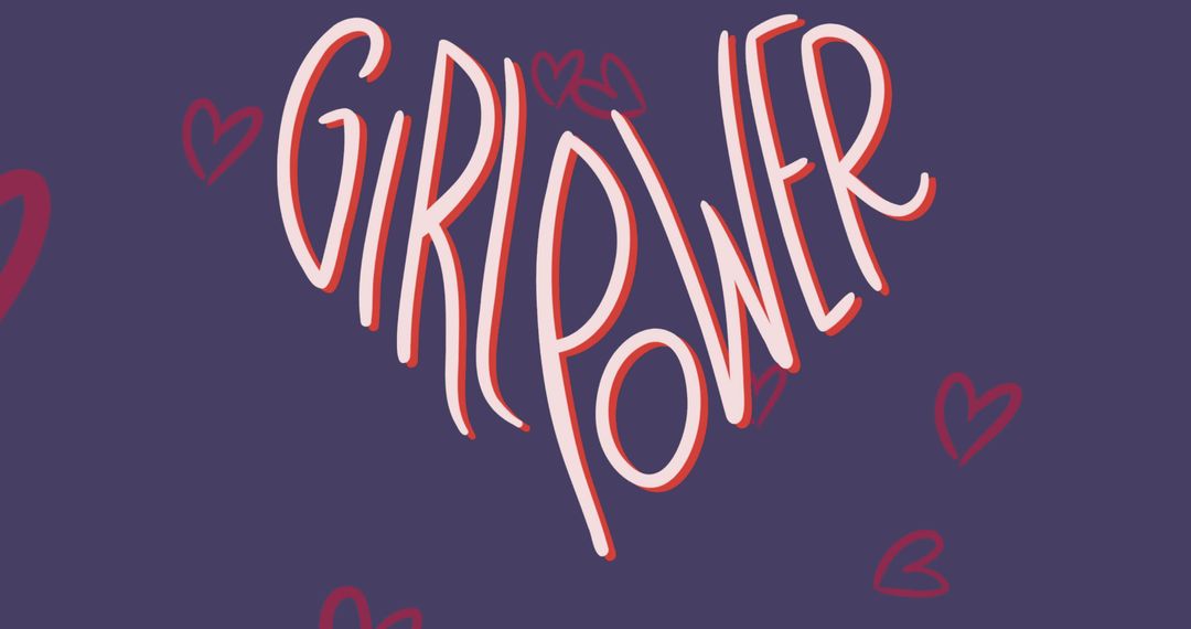 Girl Power Text with Red Hearts on Blue Background - Free Images, Stock Photos and Pictures on Pikwizard.com