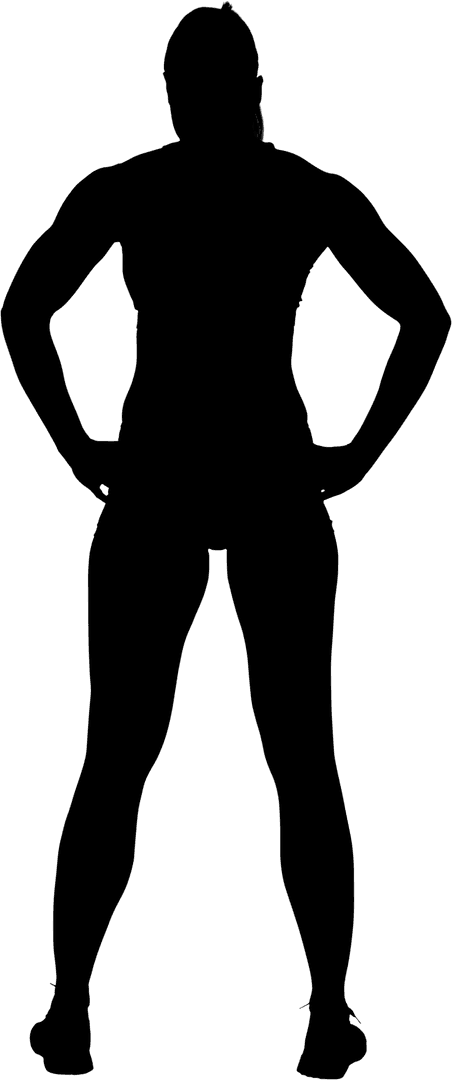 Artistic Shadow of Woman Standing Against Transparent Background