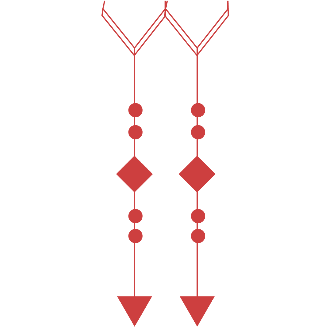 Red Hanging Graphic Elements on Transparent Background Illustration