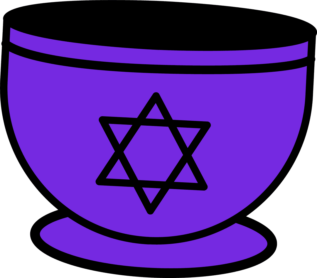 Purple Bowl with Hexagram Symbol on Transparent Background