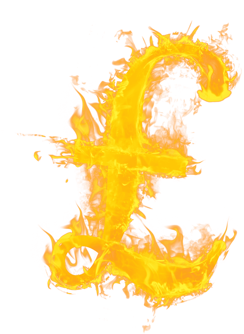 Fiery Euro Symbol on Transparent Background