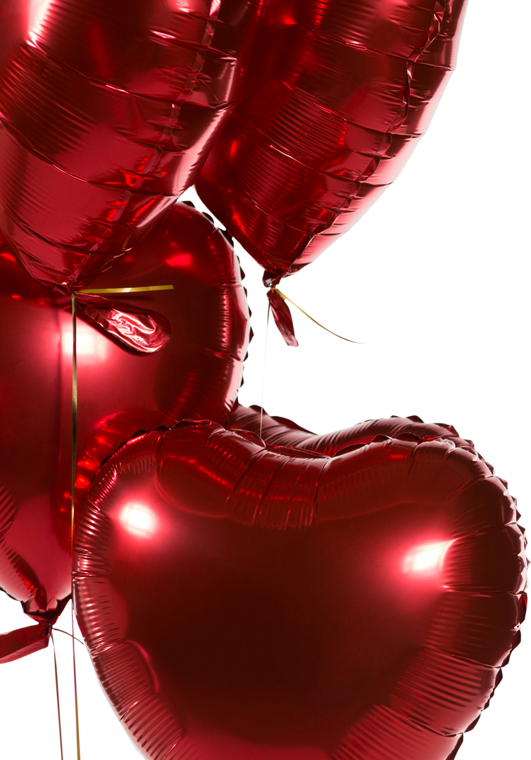 Close-up of Red Heart-Shaped Balloons on Transparent Background - Download Free Stock Images Pikwizard.com