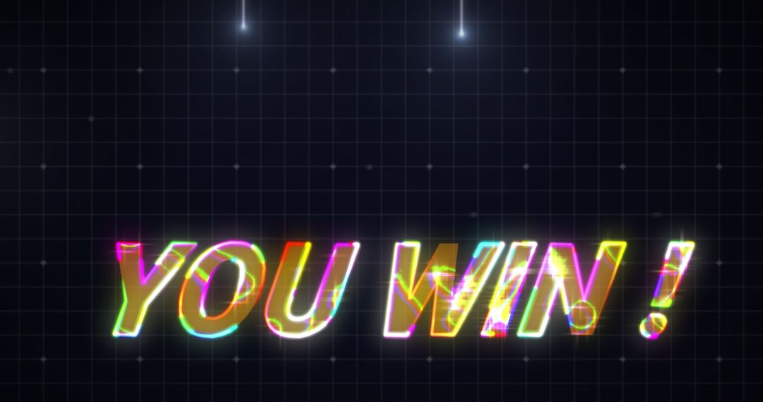 Colorful Retro 'You Win!' Text on Arcade Game Grid