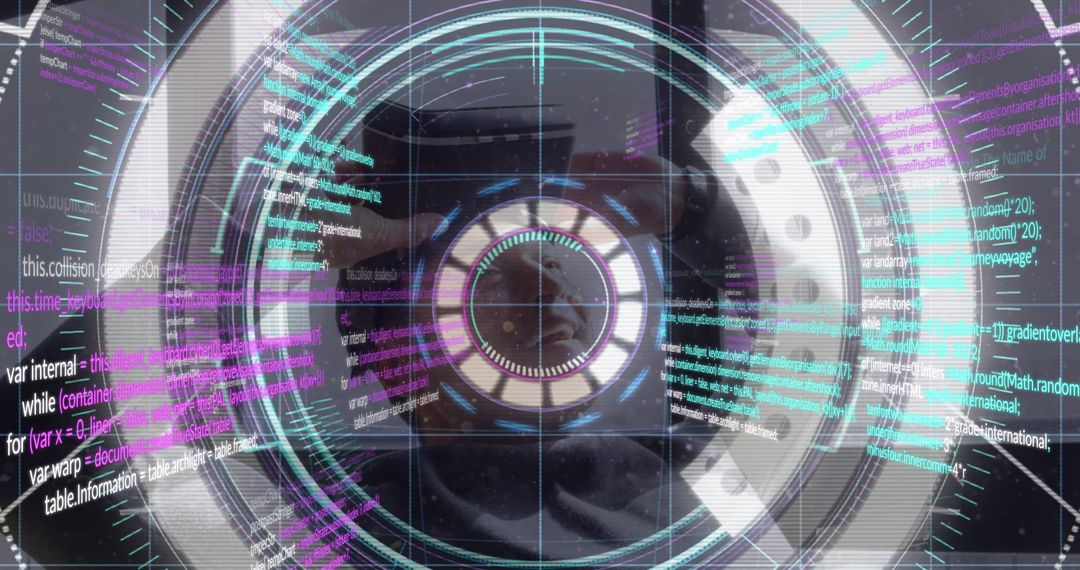 Futuristic VR Interface with Digital Data and Tech Elements