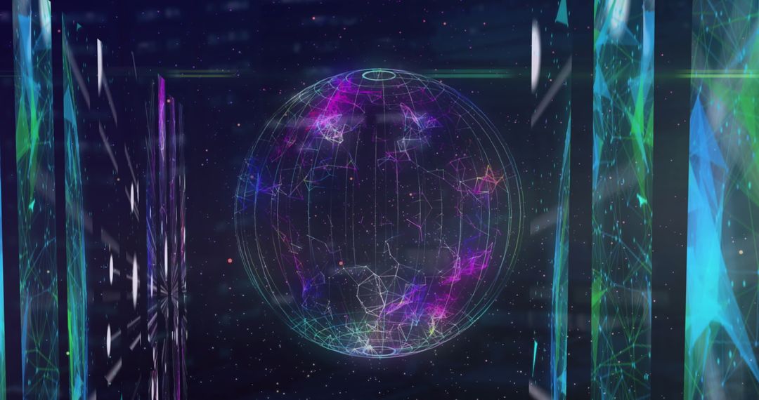 Futuristic Globe with Digital Connections Against Dark Background