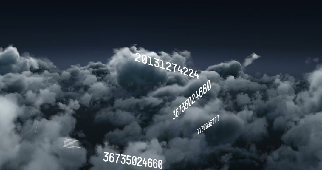 Futuristic Technology Concept with Numbers in Cloudy Sky