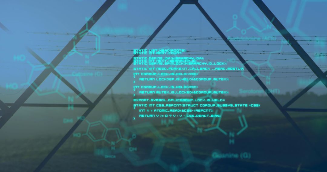 Futuristic Technology with Digital Code and Chemical Structures