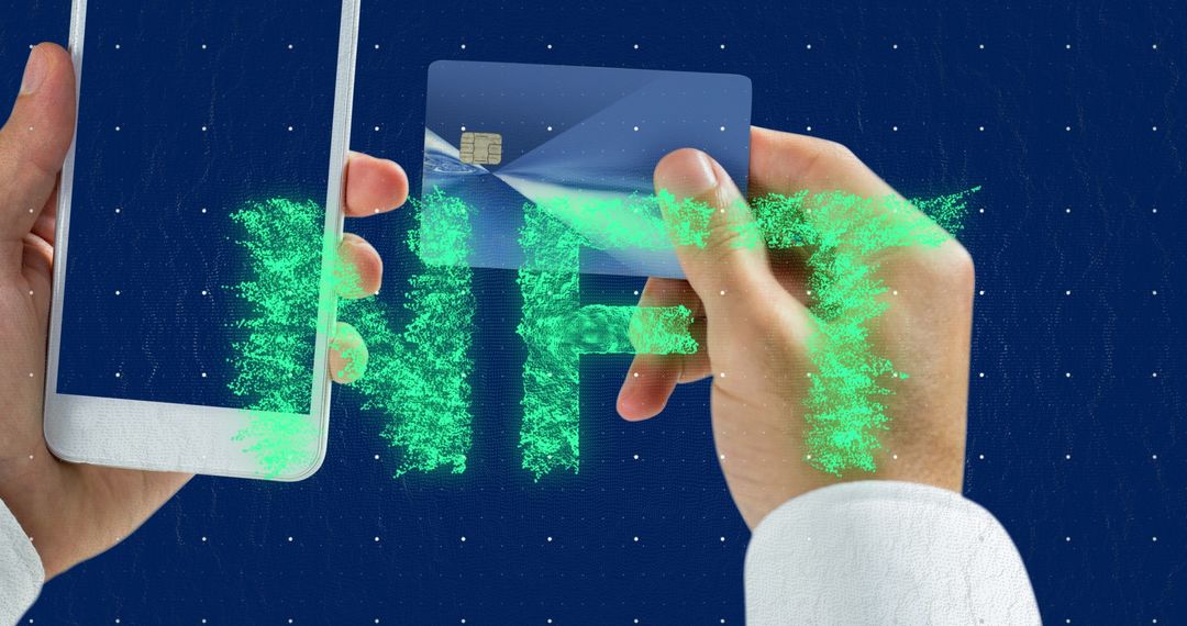 Digital Transaction Concept Featuring NFT with Smartphone and Credit Card