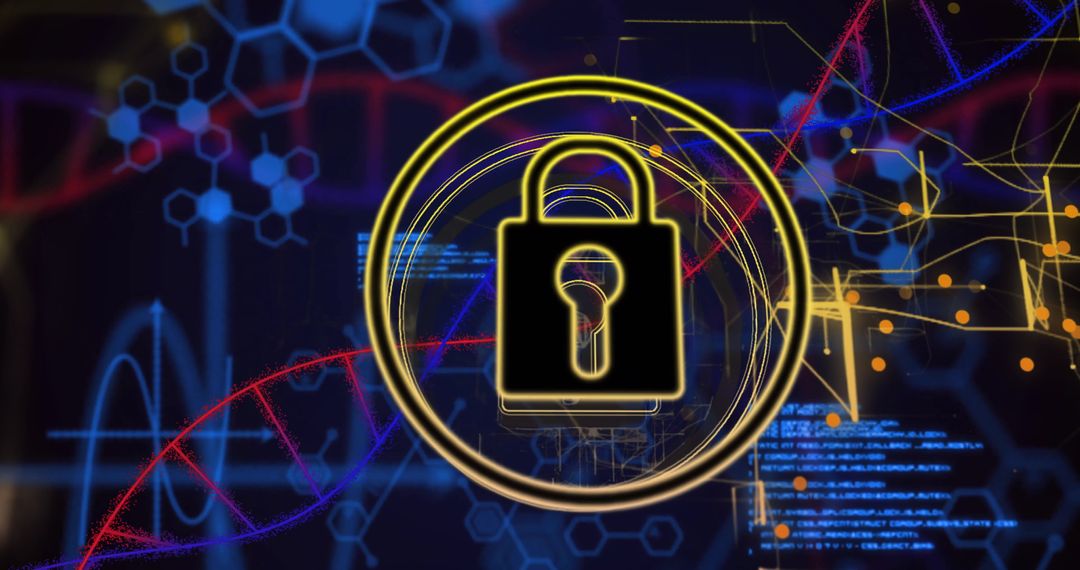 Cybersecurity Lock Symbol Over Digital Network Background