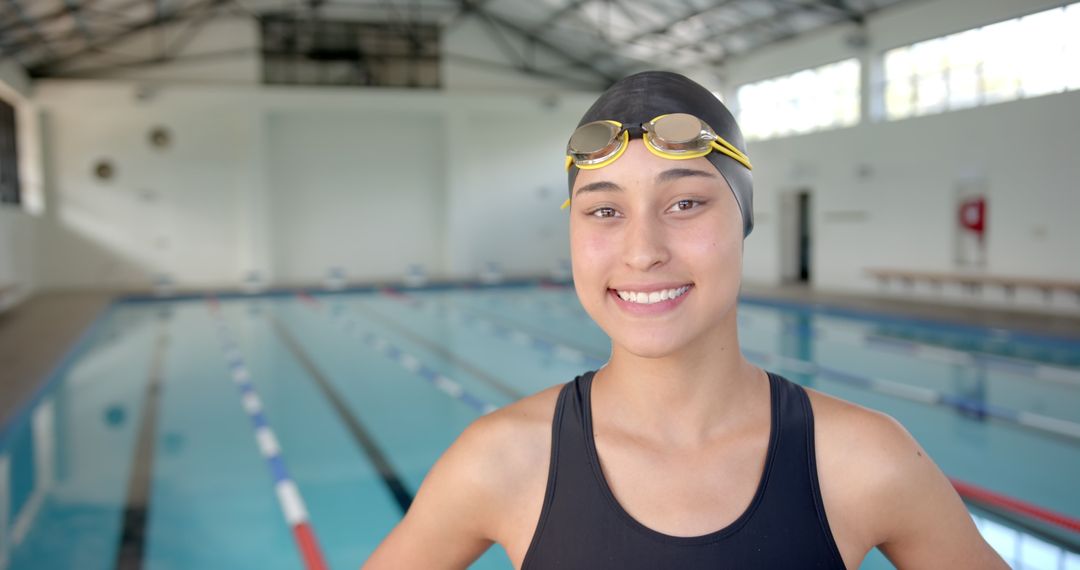 Confident Young Swimmer in Skim Foster Pool Before Training