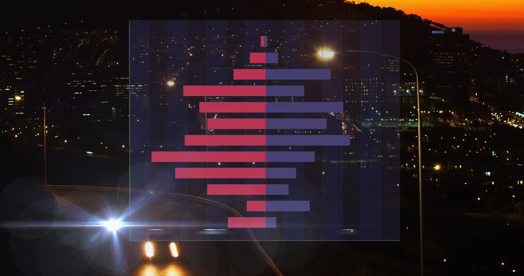 Data Visualization Overlay on Night Cityscape