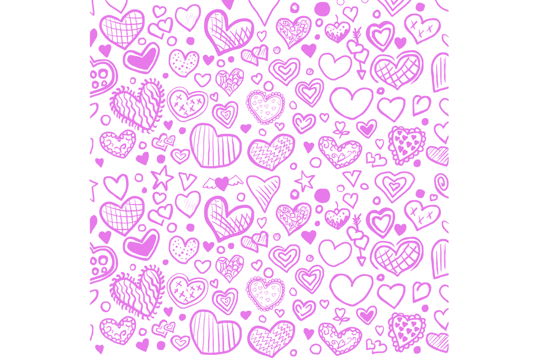 Purple Hearts Pattern on Transparent Background Vector Illustration
